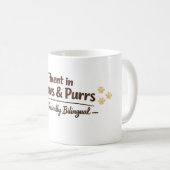 Fluent in Meows & Purrs Funny Cat Lover Gift Kaffeetasse (VorderseiteRechts)