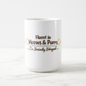 Fluent in Meows & Purrs Funny Cat Lover Gift Kaffeetasse (Mittel)