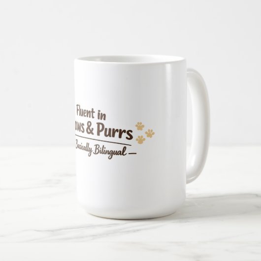 Fluent in Meows & Purrs Funny Cat Lover Gift Kaffeetasse (VorderseiteRechts)