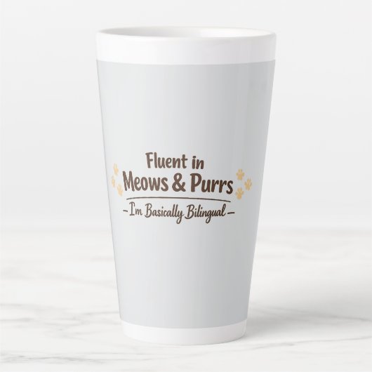 Fluent in Meows & Purrs Funny Cat Lover Gift Milchtasse (Vorderseite)