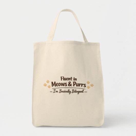 Fluent in Meows & Purrs Funny Cat Lover Gift Tragetasche (Vorne)