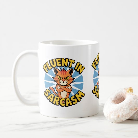 Fluent in Sarcasm Funny Cat Lovers Cat Mamas & Vat Kaffeetasse (Mit Donut)