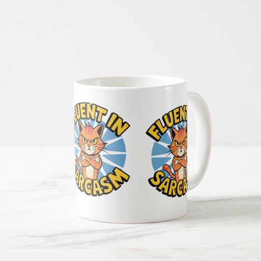 Fluent in Sarcasm Funny Cat Lovers Cat Mamas & Vat Kaffeetasse (VorderseiteRechts)