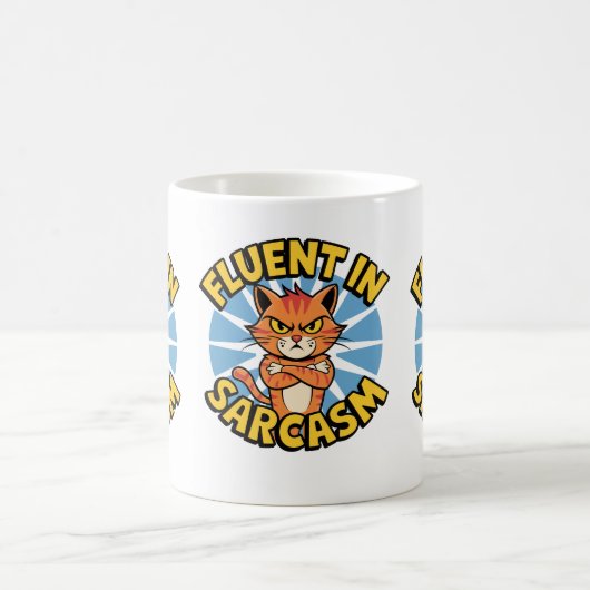 Fluent in Sarcasm Funny Cat Lovers Cat Mamas & Vat Kaffeetasse (Mittel)