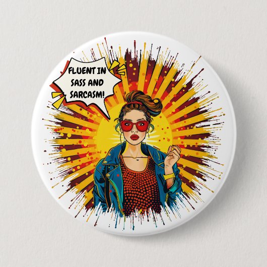 Fluent in Sass und Sarcasm Button (Vorderseite)