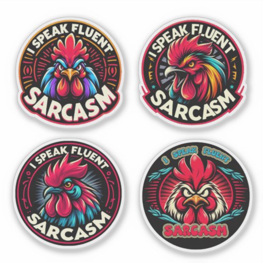 "Fluent Sarcasm" 4-Pack Sticker Bundle (Vorderseite)