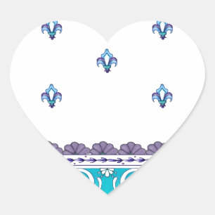 Fluer De Lis Blue Swirl Design Herz-Aufkleber