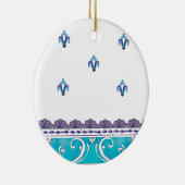 Fluer De Lis Blue Swirl Design Keramikornament (Rechts)