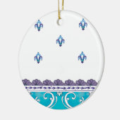 Fluer De Lis Blue Swirl Design Keramikornament (Links)