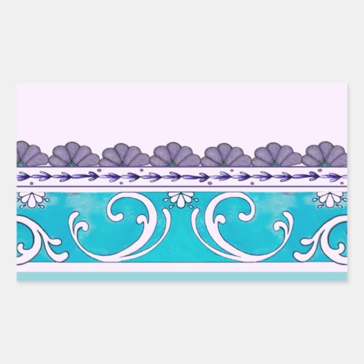 Fluer De Lis Blue Swirl Design Rechteckiger Aufkleber (Vorderseite)
