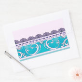 Fluer De Lis Blue Swirl Design Rechteckiger Aufkleber (Umschlag)