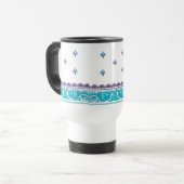 Fluer De Lis Blue Swirl Design Reisebecher (Vorderseite Links)
