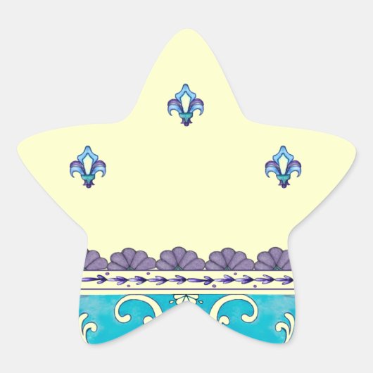 Fluer De Lis Blue Swirl Design Stern-Aufkleber (Vorderseite)