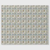 Fluer de Lis | Soft Blue & Gold Geschenkpapier (Flach)