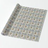 Fluer de Lis | Soft Blue & Gold Geschenkpapier (Ungerollt)