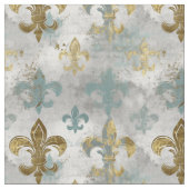 Fluer de Lis | Soft Blue & Gold Stoff (Nahaufnahme)