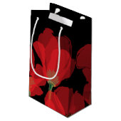 Fluers de Pavot Rouge sur Noir Kleine Geschenktüte (Rückseite Schrägansicht)