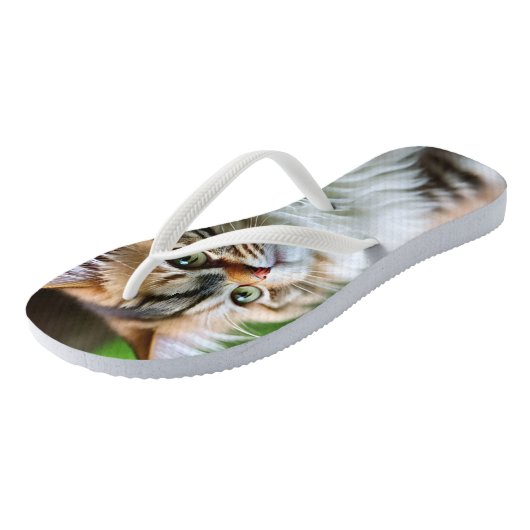 "Fluff and Cuddles: The Chubby Persian Cat" Badesandalen (Schrägansicht)