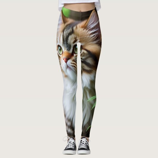 "Fluff and Cuddles: The Chubby Persian Cat" Leggings (Vorderseite)