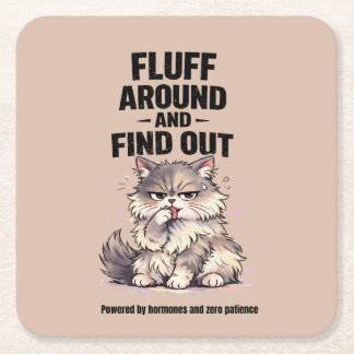 Fluff Around und Find Out Perimenopause Chaos Katz Rechteckiger Pappuntersetzer