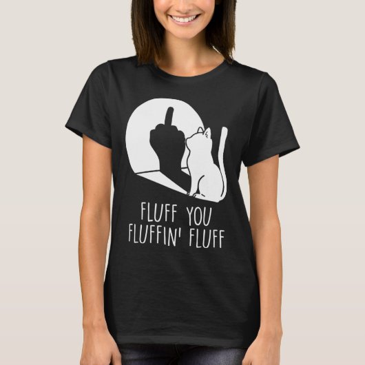 Fluff du katzst Middle Finger Wave Cat T-Shirt (Vorderseite)