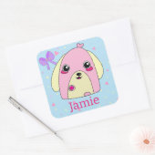 Fluff Herz der Niedliche Hund Quadratischer Aufkleber (Umschlag)