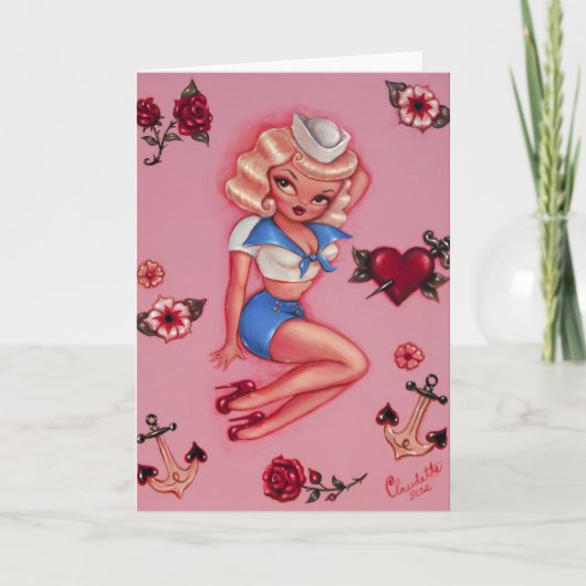 Fluff Little Blonde Sailor Girl Card Karte (Vorderseite)
