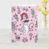 Fluff Molly Mermaid Card - rosa Karte (Gelbe Blume)