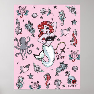 Fluff Molly Mermaid Poster-pink Poster