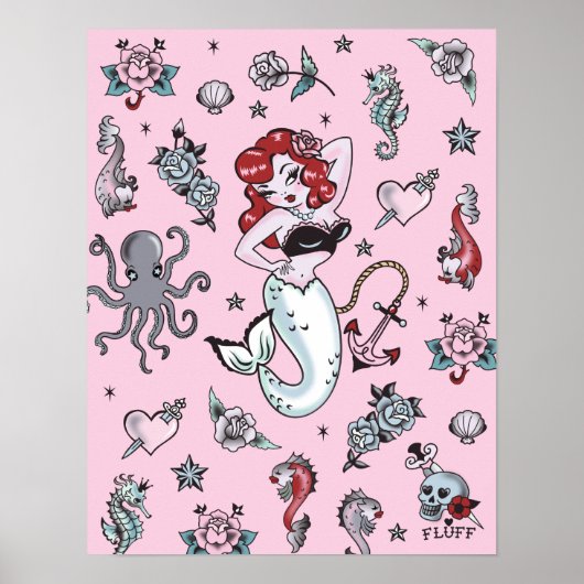 Fluff Molly Mermaid Poster-pink Poster (Vorne)