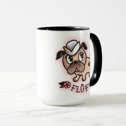 Fluff Monty der Sailor Mops Tasse (VorderseiteRechts)
