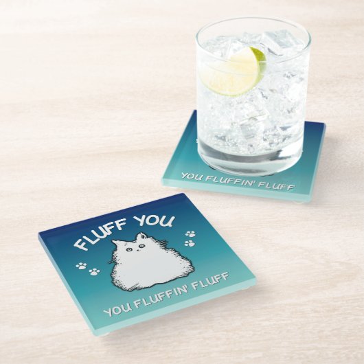 Fluff Sie Fluffin Fluff Kitty Glasuntersetzer (Schrägansicht)
