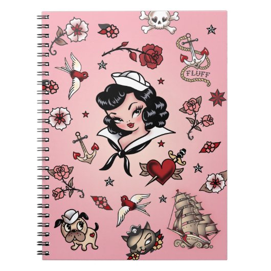 Fluff Suzy Sailor Notebook in Pink Notizblock (Vorderseite)