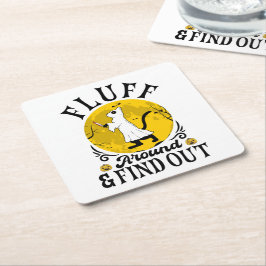 Fluff um und finden heraus, Beängstigendes Katzen  Rechteckiger Pappuntersetzer