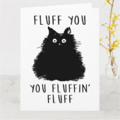 Fluff You Black Cat Zeichnend Karte (Gelbe Blume)