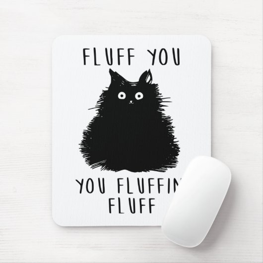 Fluff You Black Cat Zeichnend Mousepad (Mit Mouse)