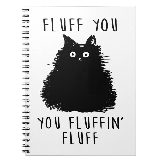 Fluff You Black Cat Zeichnend Notizblock (Vorderseite)