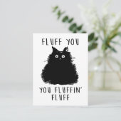 Fluff You Black Cat Zeichnend Postkarte (Stehend Vorderseite)
