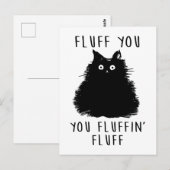 Fluff You Black Cat Zeichnend Postkarte (Vorne/Hinten)