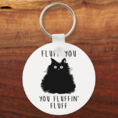 Fluff You Black Cat Zeichnend Schlüsselanhänger (Vorderseite)