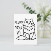 Fluff you - Funny Minimal Niedlich Schwarz & Weiß Postkarte (Stehend Vorderseite)