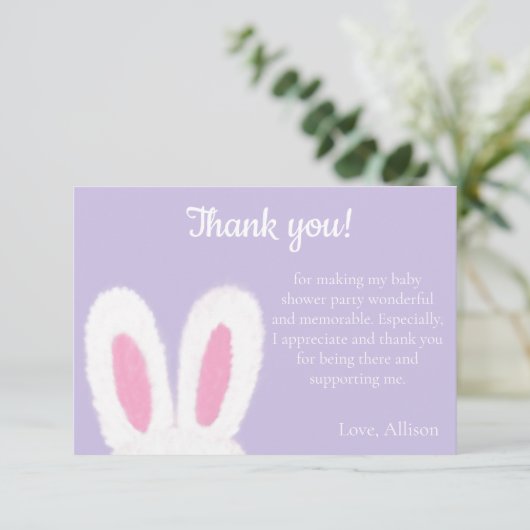 Fluffe Babydusche Dankeskarte (Stehend Vorderseite)