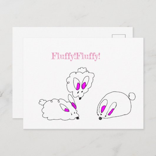 Fluffe Kaninchen-Karte Postkarte (Vorne/Hinten)