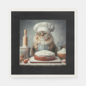 Fluffe Katze backt einen Kuchen Serviette (Vorderseite)