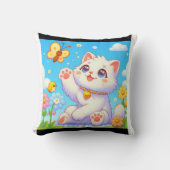 Fluffe Katze spielt mit Schmetterling Kissen (Vorderseite)