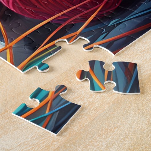 Fluffe niedliche Kalico Kätzchen, farbiger Garn, L Puzzle (Seite)