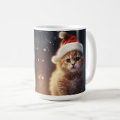 FLÜFFE ORANGE KITTEN MIT NIEDLICHER WEIHNACHTSMANN KAFFEETASSE (VorderseiteRechts)