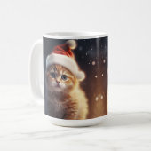 FLÜFFE ORANGE KITTEN MIT NIEDLICHER WEIHNACHTSMANN KAFFEETASSE (Vorderseite Links)