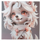 Fluffe, rosa und weiße Welpe Fliese (Vorderseite)