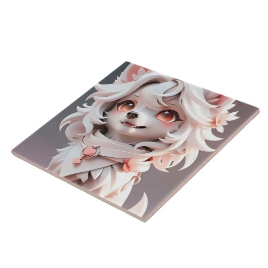 Fluffe, rosa und weiße Welpe Fliese (Seite)